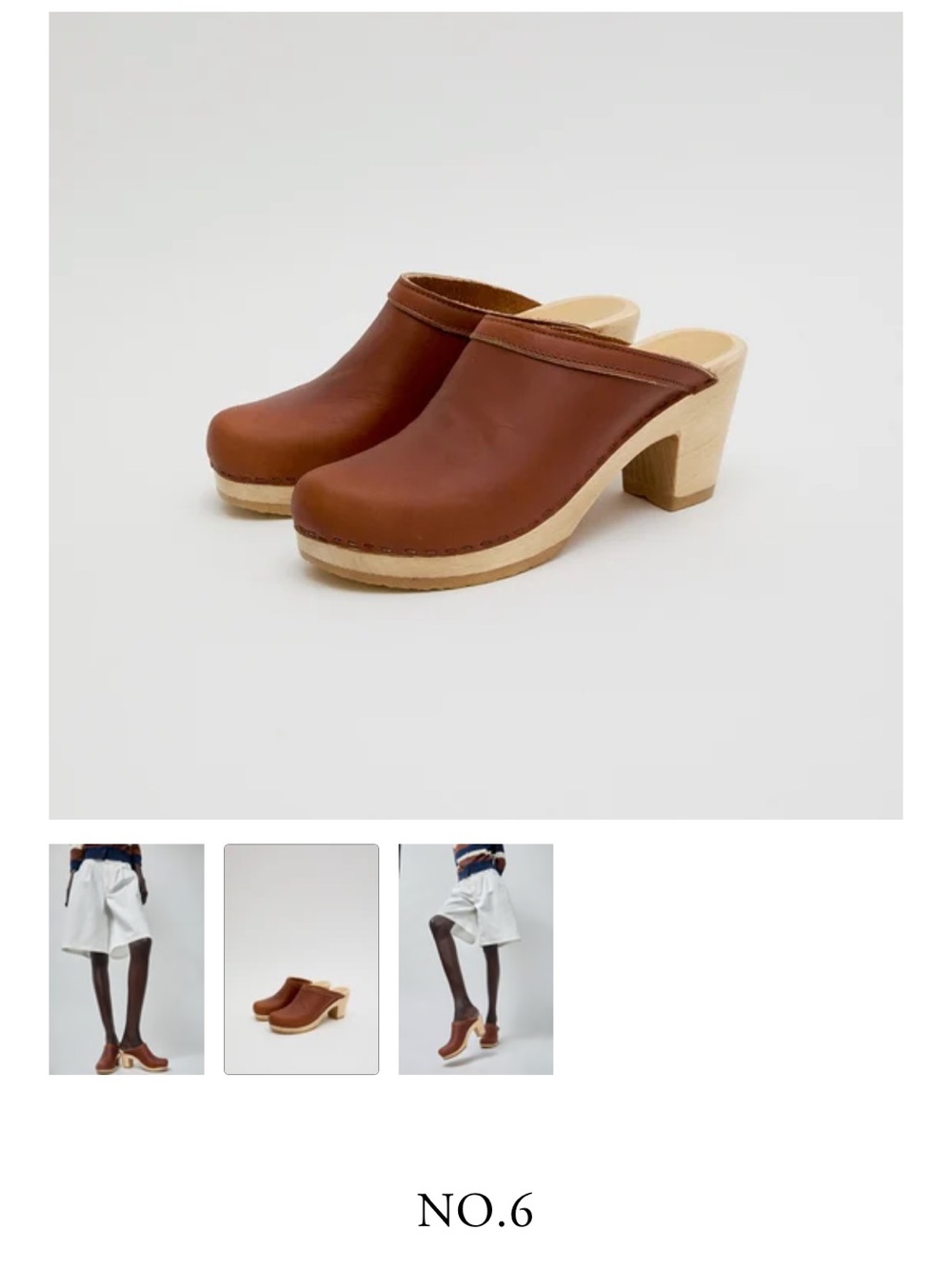 New No. 6 Brown Leather Wooden-Heel Clogs